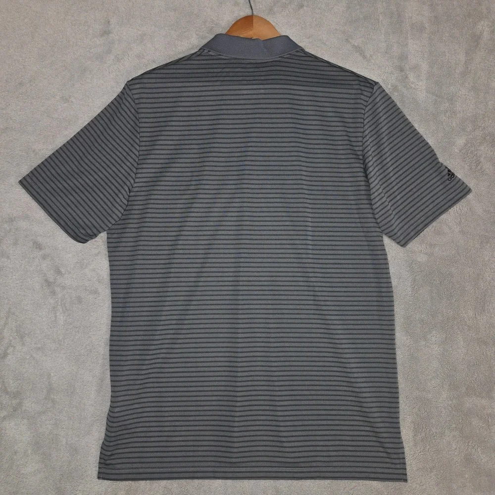 Adidas Golf Climacool Mens Medium Grey Striped Short Sleeve Polo Shirt AE4437 - Picture 3 of 9